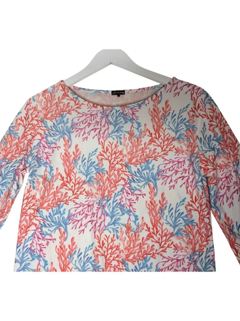 Glamourpuss NYC SPF 50 Sea Coral Print Long Sleeve Shift Dress S - Picture 8 of 9